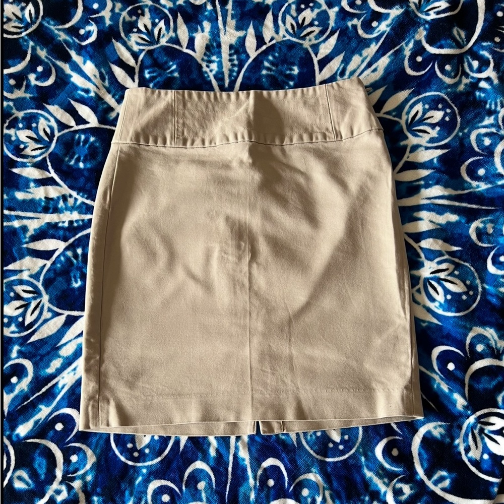 Beige Knee-Length Pencil Skirt